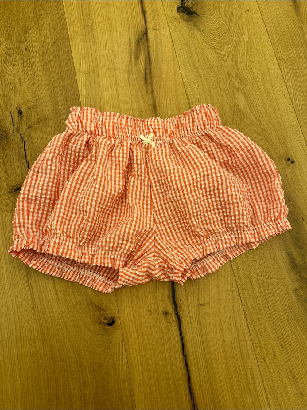 Altar’d State Gingham Ruffle Elastic Waist Shorts - Red & White XS